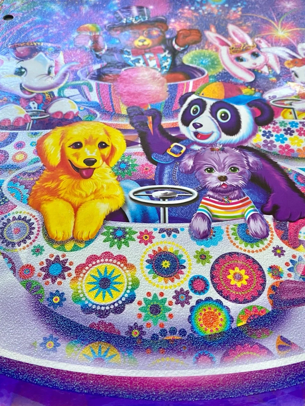 Lisa Frank teacup ride party glitter folder